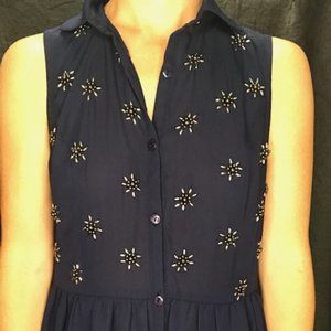 Urban Outfitters- LIghtweight Navy Collared Dress